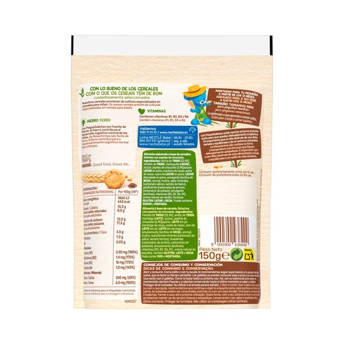 NESTLÉ Galletas infantiles con pepitas de chocolate, a partir de 12 meses 150 g.