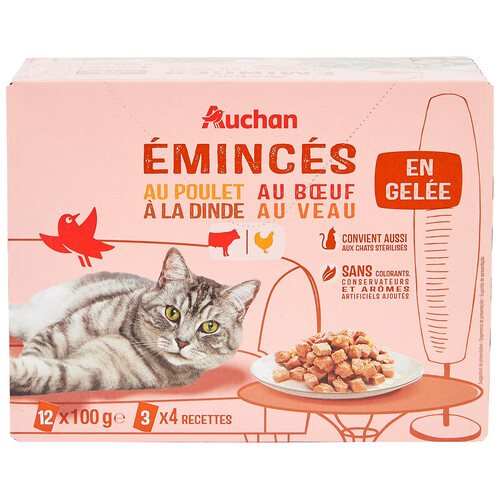 PRODUCTO ALCAMPO Comida húmeda para gatos de gelatina de carne PRODUCTO ALCAMPO 12 x 100 g.