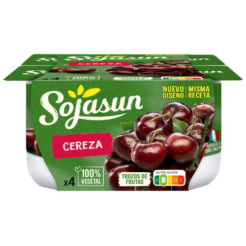 Especialidad de soja con trocitos de cerezas SOJASUN 4 x 100 g.