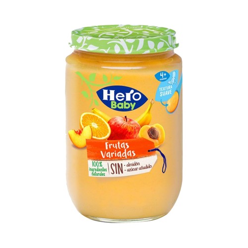 HERO Baby Tarrito de frutas variadas (pera, plátano, manzana, naranja...) a partir de 4 meses 4 x 190 g.