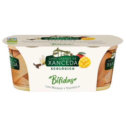 Bífidus de procedencia ecológica con mango y vainilla XANCEDA 2 x 125 g.