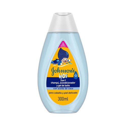 JOHNSON'S Kids Champú, acondicionador y gel de baño, para cabello y piel delicada.