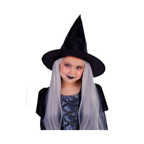 Sombrero textil, bruja infantil con pelo para disfraz. RUBIES