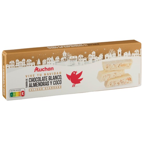 PRODUCTO ALCAMPO Turrón de coco y almendras con chocolate blanco 145 g.
