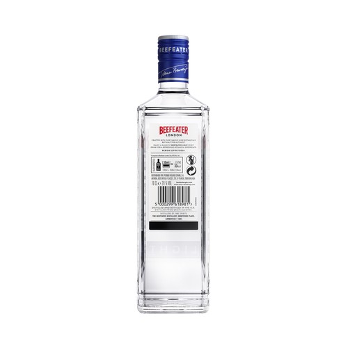 BEEFEATER Light Ginebra inglesa tipo London dry gin con sólo 20º, 70 cl.