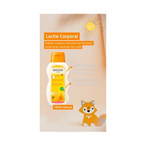 WELEDA Baby Leche corporal hidratante y protectora de nuestro bebé, con Caléndula 200 ml.