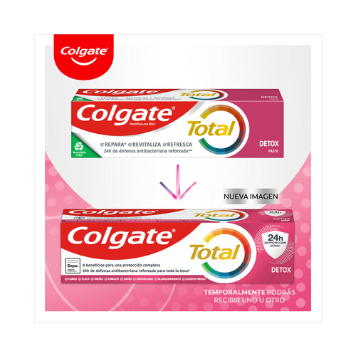 COLGATE Total detox Pasta de dientes con flúor y 24 horas de protección activa 75 ml.