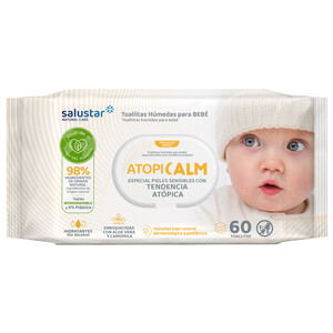 SALUSTAR Toallitas húmedas para bebé con pieles sensibles con tendencia atópica SALUSTAR Atopicalm 60 uds.