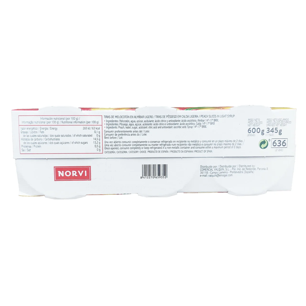 Melocotón en tiras 3 uds. 345 g.