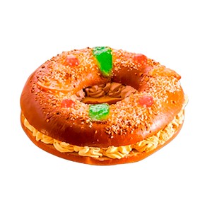 Imagen de Roscón de Reyes mediano relleno de nata y crema 900 g. 