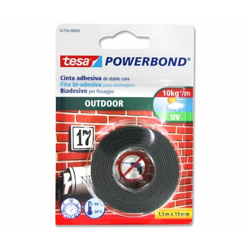 1.5m. de cinta adhesiva de doble cara especial para exteriores, 19mm. TESA Powerbond.