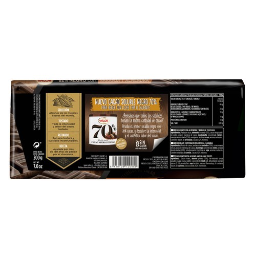 VALOR Chocolate negro (82 % cacao) con naranja y almendra 200 g.