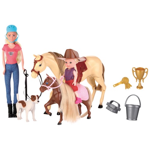 Conjunto de 2 muñecas y 2 caballos con accesorios, ONE TWO FUN ALCAMPO.