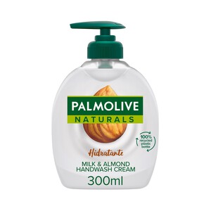 PALMOLIVE Jabón hidratante de manos líquido sin jabón, enriquecido con leche y almendras PALMOLIVE Naturals 300 ml.
