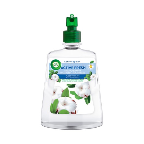 AIR WICK Recambio ambientador en spray automático, aroma algodón suave 228 ml.