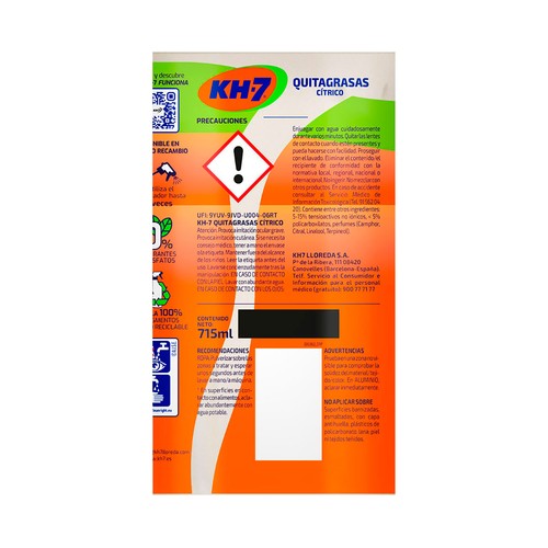 KH-7 Quitagrasas cítrico pistola 715 ml.