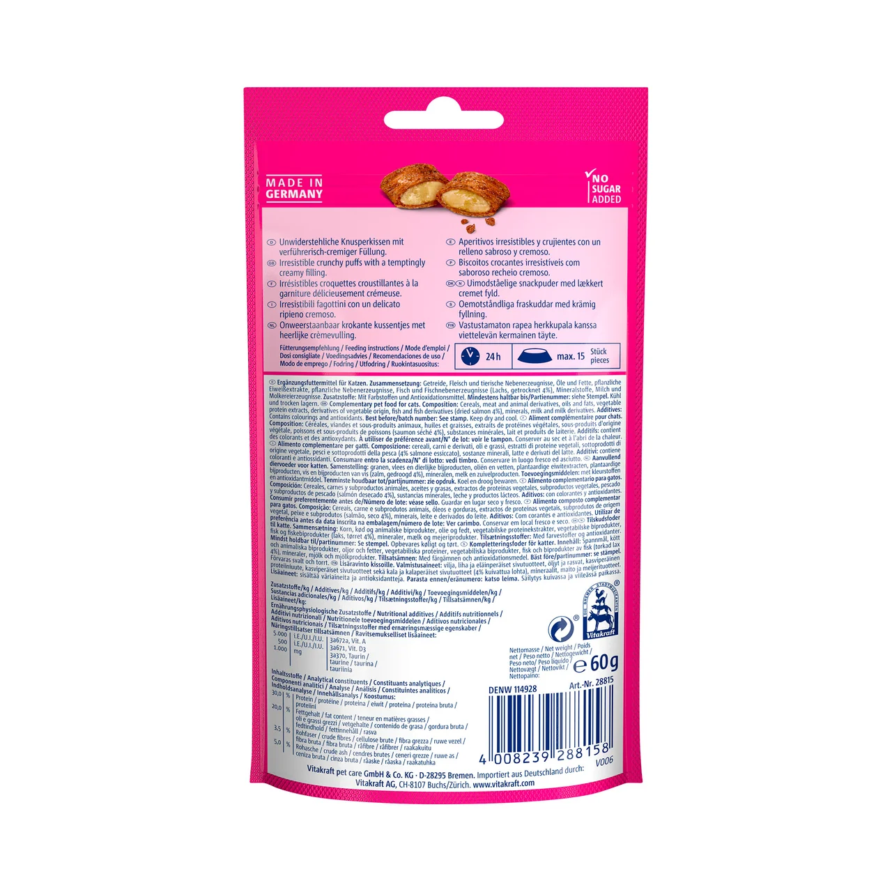 Snacks para gatos crispy crunch salmón 60 gr.