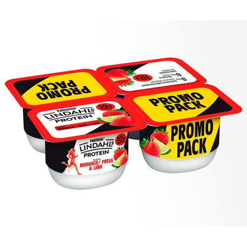 LINDAHLS Protein de Nestlé Kvarg con sabor a fresa y lima, con alto contenido en proteínas 4 x 100 g.