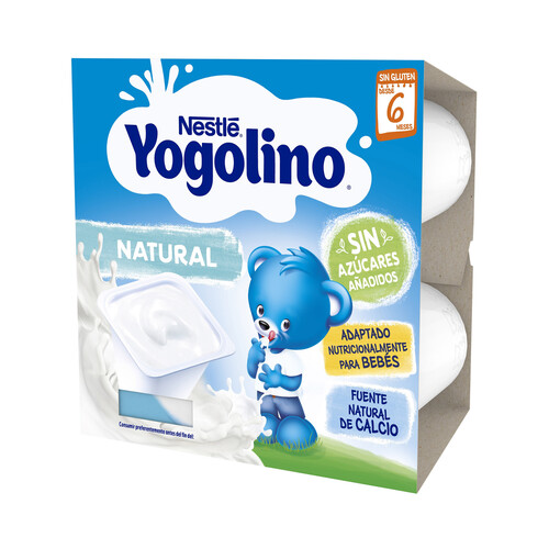 YOGOLINO Postre lácteo natural sin azúcares añadidos especial para niños desde 6 meses YOGOLINO de Nestlé 4 x 100 g.