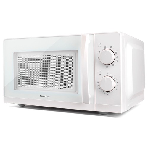 Microondas con grill TAURUS Ready, color blanco, capacidad 20L, potencia 700W, grill: 900W.