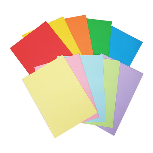 Folios de 10 colores básicos y pastel Din A4 80g, 100 hojas (10 hojas por color)  OCEAN'S WAVE.