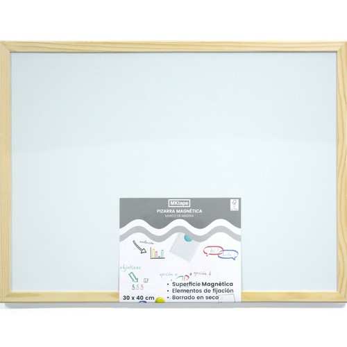 Pizarra magnética blanca con marco de madera 30x40cm MIMBEK.