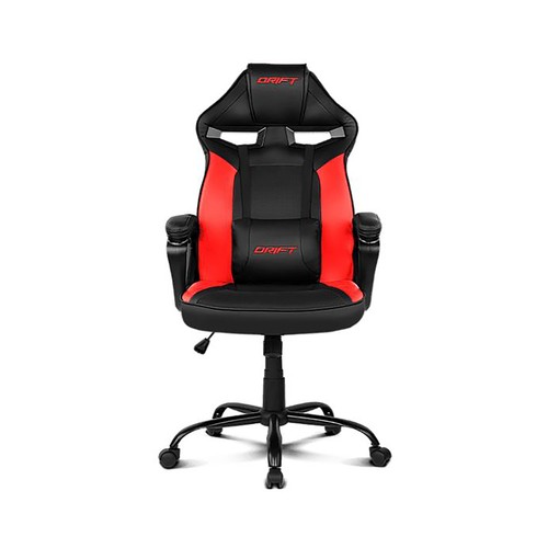Silla gaming DRIFT DR50 Pro, color negro y rojo, almohadilla lumbar, reclinable, regulación de altura.