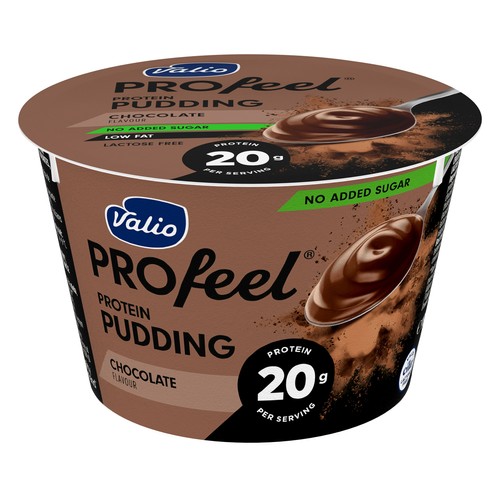 Natillas de chocolate sin lactosa, ni azúcares añadidos y con alto contenido en proteínas (20 g) VALIO Profeel 180 g.