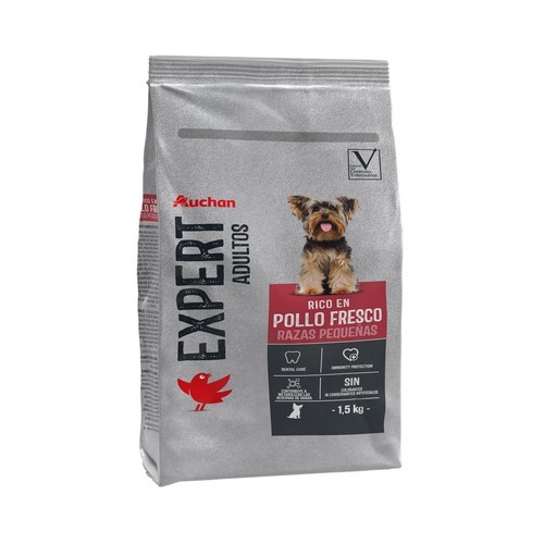PRODUCTO ALCAMPO Pienso premium seco para perros razas pequeñas, rico en pollo fresco saco de 1,5 kg.