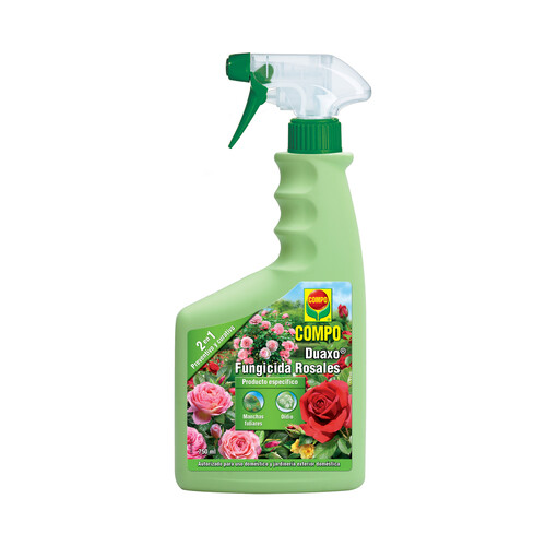 Spray de 750 mililitros de fungicida especial para rosales COMPO Duaxo.