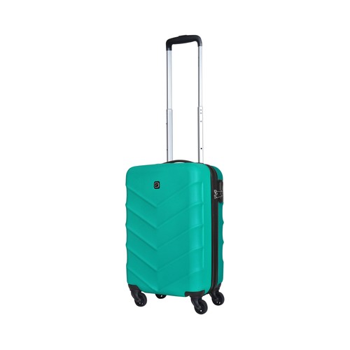 Maleta de cabina rígida de color verde turquesa de 55 cm y 4 ruedas ABS, AIRPORT ALCAMPO.