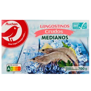 AUCHAN Langostinos medianos 35 / 45, crudos y ultracongelados 700 g (P.N). Producto Alcampo