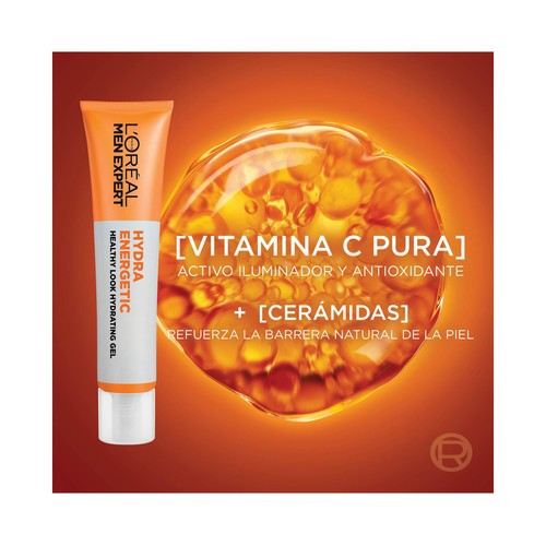 L´ORÉAL PARIS Men expert hydra energetic Gel facial con color, hidratante y efecto buena cara 40 ml.