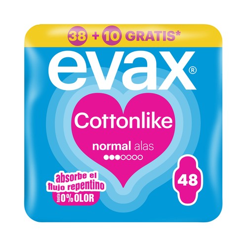 EVAX Cottonlike Compresas normal con alas 48 uds.