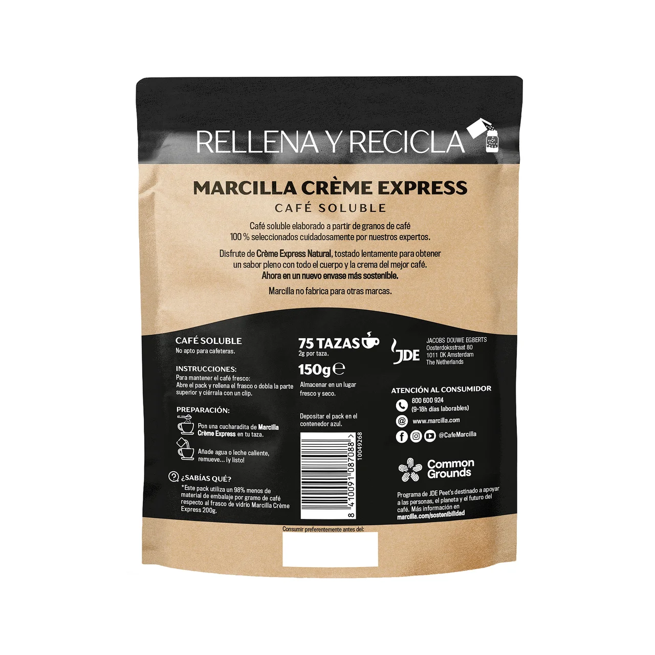 Café soluble natural creme express 150 g.