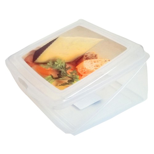 Recipiente hermético para queso, medidas: 13x13.5x7.5 centímetros A FUEGO LENTO.