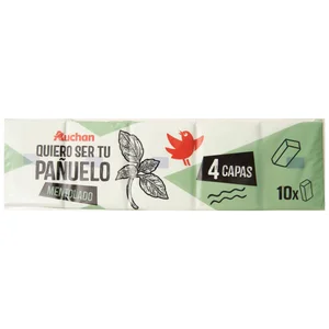 PRODUCTO ALCAMPO Pañuelos de celulosa frescor menta PRODUCTO ALCAMPO 10 paquetes de 10 uds.