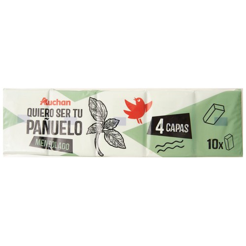 PRODUCTO ALCAMPO Pañuelos de celulosa frescor menta PRODUCTO ALCAMPO 10 paquetes de 10 uds.