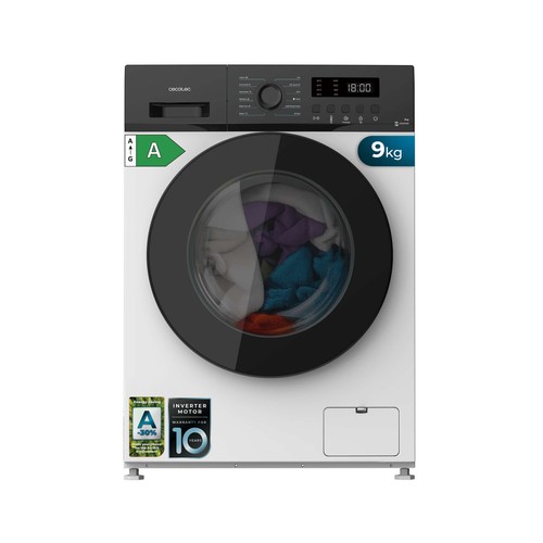Lavadora CECOTEC Bolero Dresscode 9155, color blanco,  9KG, Clasificación energética: A, 1400RPM, H: 84,5cm, A: 59,5cm, F: 59cm.