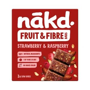 NAKD Barritas de fruta y fibra (fresa y frambuesa) 3 uds.132 gr.