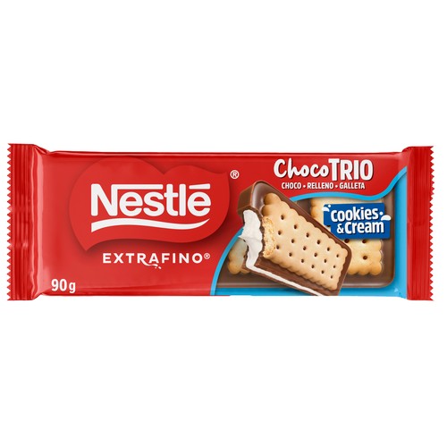 NESTLÉ Chocolate trío de cookies & cream extrafino 90 g.