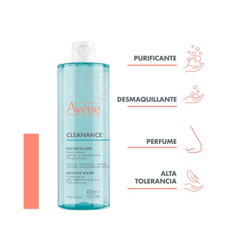 THERMALE AVÉNE Agua micelar sin aclarado, para pieles grasas y con imperfecciones 400 ml.
