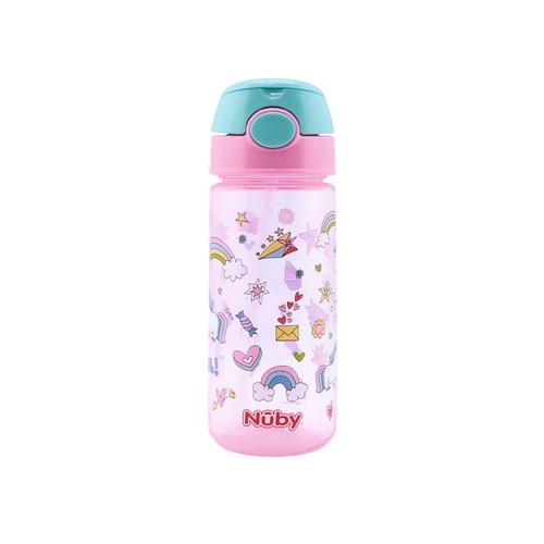 Taza con botón y pajita, estampado de tiburones, 540 ml de capacidad, NUBY.