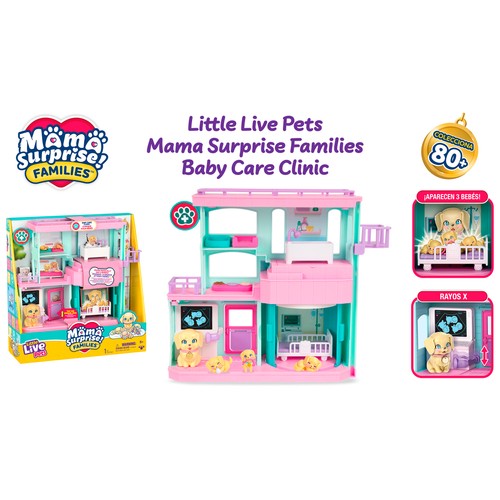 LITTLE LIVE PETS Casita de juguete mascotas Mama Surprise Families - Baby Care Clinic + 5 Años