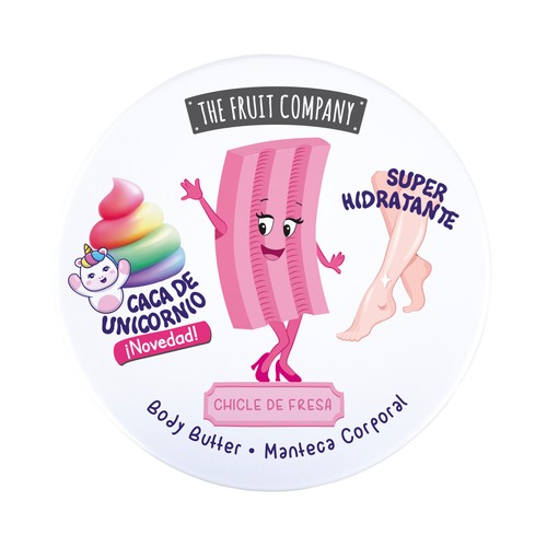 THE FRUIT COMPANY Manteca corporal super hidratante, con aroma a chicle de fresa 300 ml.