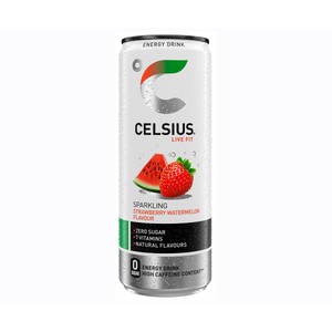 CELSIUS Bebida energética con sabor a fresa y sandía lata 35,5 cl.