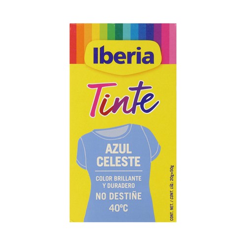 IBERIA Tinte para ropa de color azul celeste (permite teñir a baja temperatura 40ª) IBERIA 1 ud.
