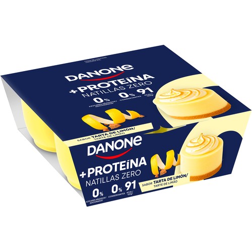 DANONE + Proteina Natillas zero con sabor a tarta de limón 4 x 120 g.