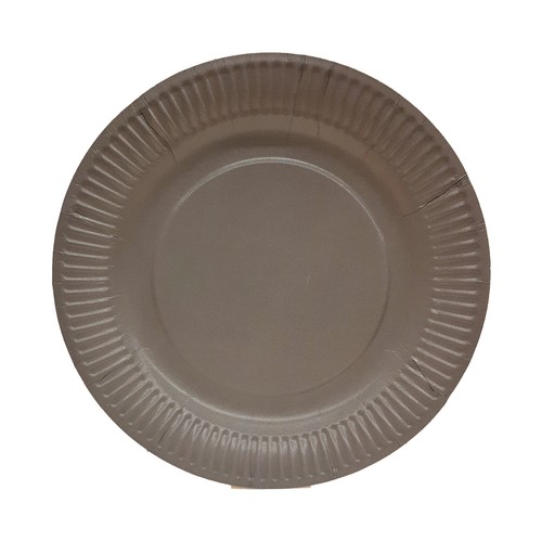 Platos desechables de cartón color gris, 23cm., 10 unidades, ACTUEL.
