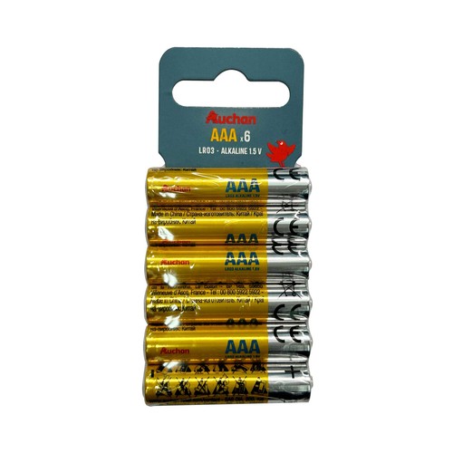 Pack 6 Pilas Alcalinas LR03 1.5V AAA Estandar, AUCHAN